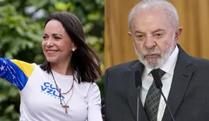 María Corina Machado, líder da oposição da Venezuela, e o presidente Lula | Foto: Reprodução/Montagem/Revista Oeste