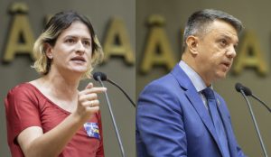Coronel Ustra (à direita) registrou boletim de ocorrência contra Natasha Ferreira (à esquerda) | Foto: Reprodução/Câmara de Porto Alegre
