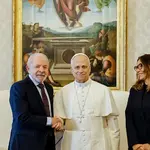 Presidente da República, Luiz Inácio Lula da Silva, durante audiência com o papa Leão XIV, na Biblioteca do Palácio Apostólico, no Vaticano