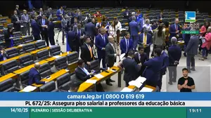Sessão da Câmara que debateu piso salarial -14/10/2025 | Foto: Reprodução/YouTube/Câmara