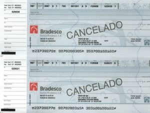 Cheque do banco Bradesco