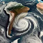 Imagem indica zona de atuação do ciclone | Ilustração/Climatempo