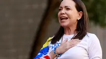A líder da oposição venezuelana, Maria Corina Machado, em um protesto antes da posse do ditador Nicolás Maduro - 9/1/2025 | Foto: Leonardo Fernandez Viloria/Reuters