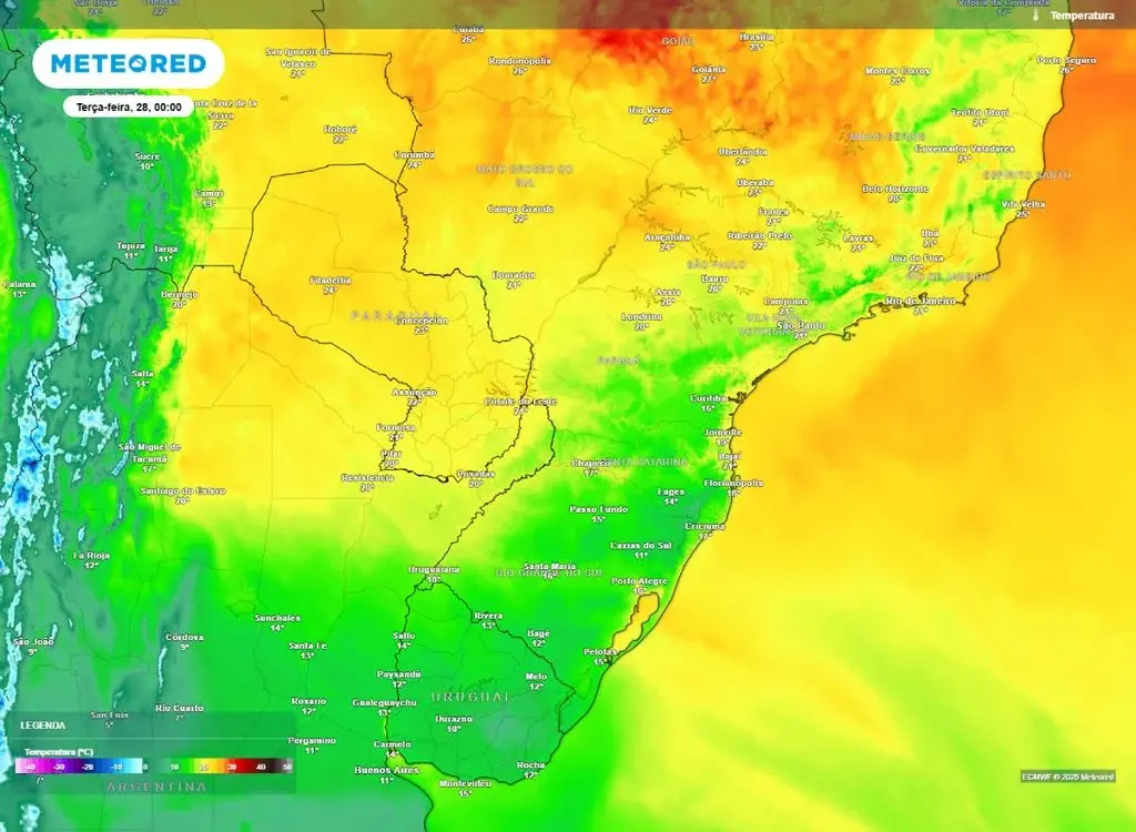 O frio chegou ao Sul do Brasil | Foto: Divulgação/Meteored