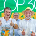Lula da Silva e o governador do Pará, Helder Barbalho, durante a divulgação dos investimentos do governo federal para a COP30 | Foto: Ricardo Stuckert/PR