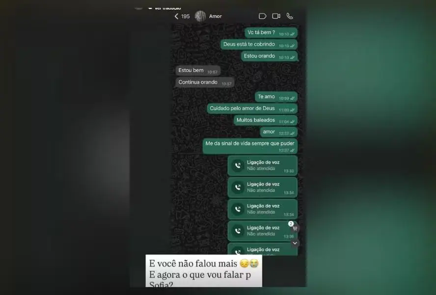 Mulher compartilha última mensagem do marido antes de morrer em operação da PM