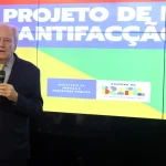O ministro da Justiça e Segurança Pública, Ricardo Lewandowski, durante anúncio do projeto de lei Antifacção. Foto: Valter Campanato/Agência Brasil
