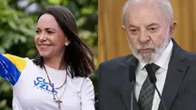 A líder venezuelana María Corina Machado e o presidente brasileiro, Lula da Silva | Foto: Montagem sobre reprodução/Revista Oeste