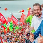 Lula da Silva e Guilherme Boulos durante evento da Central Única dos Trabalhadores | Foto: Ricardo Stuckert
