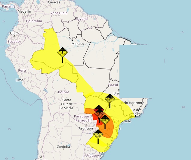 Mapa do Inmet mostra áreas onde deve ocorrer chuva expressiva e tempestade