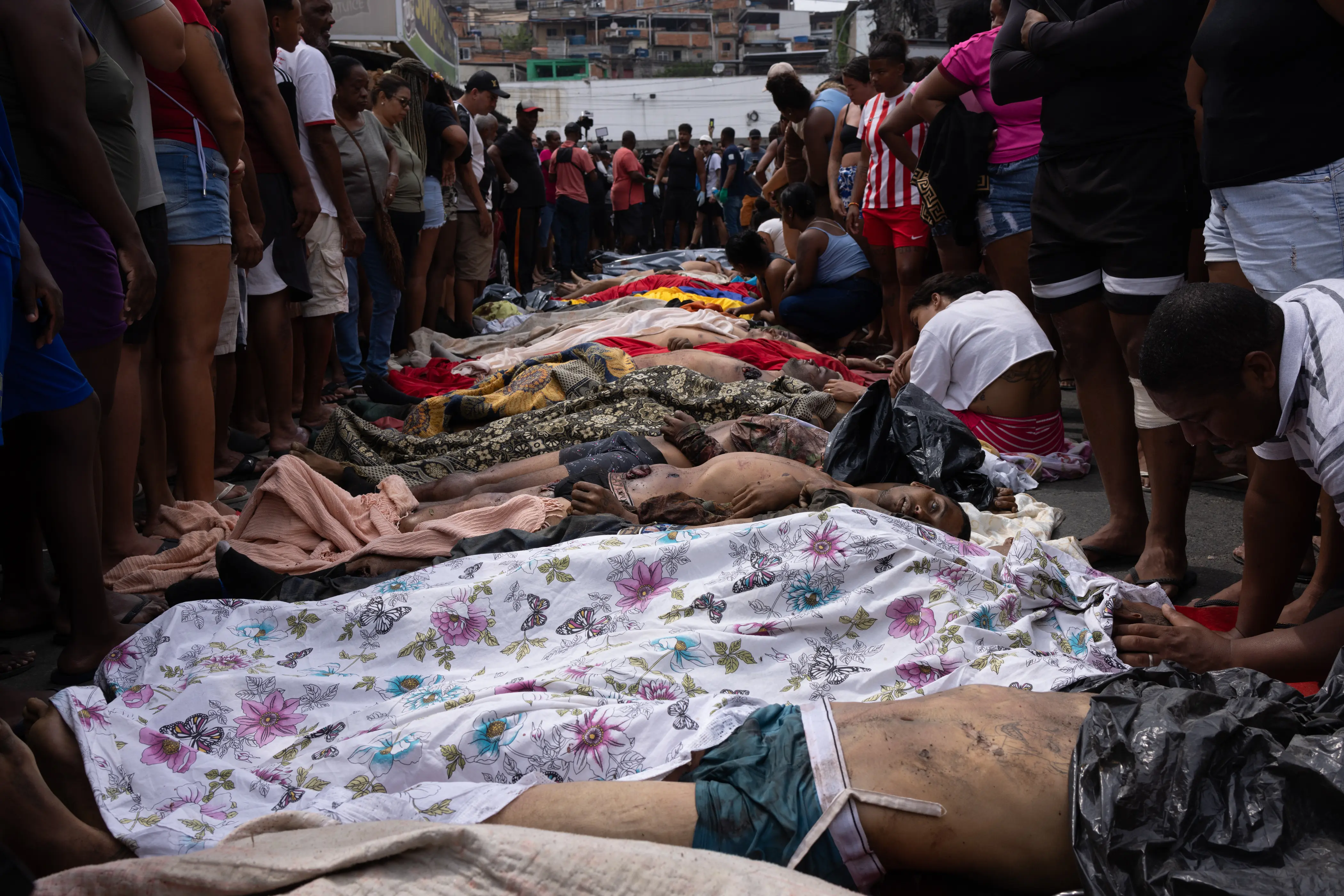 Moradores da Penha, no Rio de Janeiro, recuperam corpos encontrados em matagal, depois de operação policial em favelas fluminenses - 29/10/2025 | Foto: João Laet/FotoArena/Estadão Conteúdo