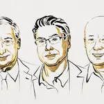 Joel Mokyr, Philippe Aghion e Peter Howitt, vencedores do Nobel de Economia em 2025 | Foto: Divulgação/NobelPrize