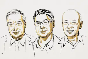 Joel Mokyr, Philippe Aghion e Peter Howitt, vencedores do Nobel de Economia em 2025 | Foto: Divulgação/NobelPrize