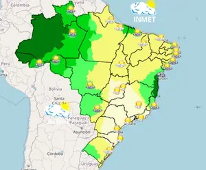 Tempo fica instável em parte do Brasil nesta sexta-feira, 24 | Foto: Reprodução/Inmet