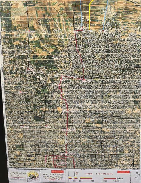 Mapa encontrado com terroristas do Hamas para análise do eixo de convergência do movimento de superfície da Faixa de Gaza em direção aos pontos de violação na fronteira israelense | Foto: Reprodução/October7Files