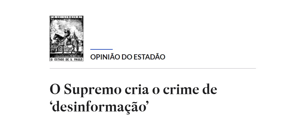 Título do editorial do Estadão sobre o STF
