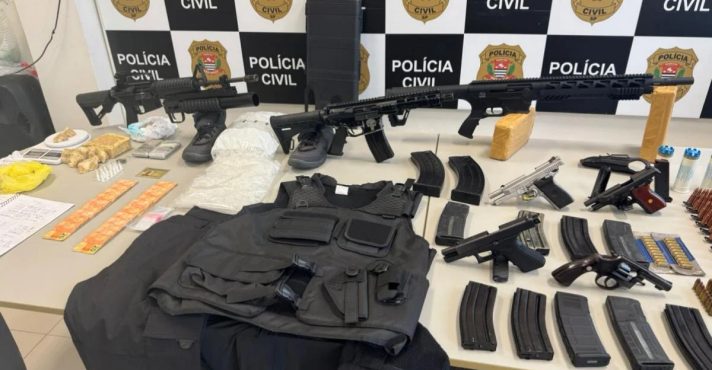 'Arsenal de guerra' apreendido com casal do PCC em São Paulo | Foto: Reprodução/Polícia Civil