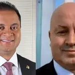 À esquerda, o senador Weverton Rocha (PDT-MA); à esquerda, o lobista Careca do INSS, em alusão à matéria da CPMI