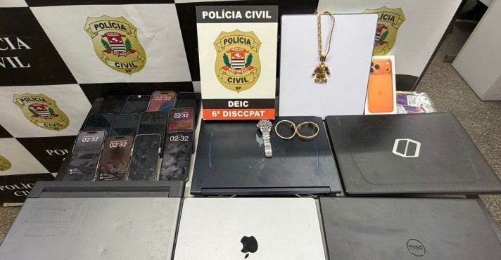 Objetos apreendidos no 'coworking do crime' | Foto: Divulgação/Polícia Civil de São Paulo
