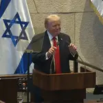 O presidente Donald Trump, durante encontro no parlamento israelense | Foto: Reprodução/Casa Branca