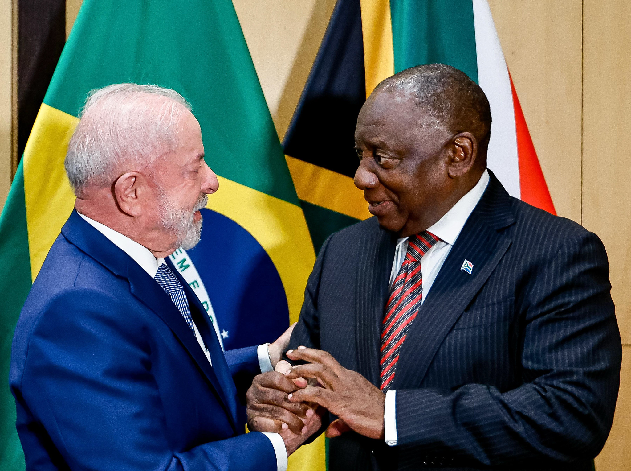 Presidente da República, Luiz Inácio Lula da Silva, durante reunião bilateral com o Presidente da República da África do Sul, Cyril Ramaphosa