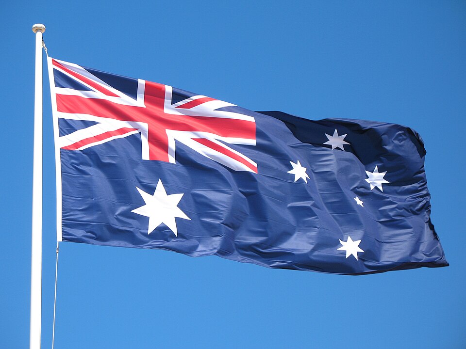 Bandeira da Austrália tremulando