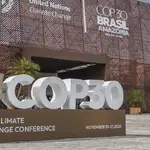 Portal de acesso à Conferência do Clima, em Belém | Foto: Tânia Rêgo/Agência Brasil