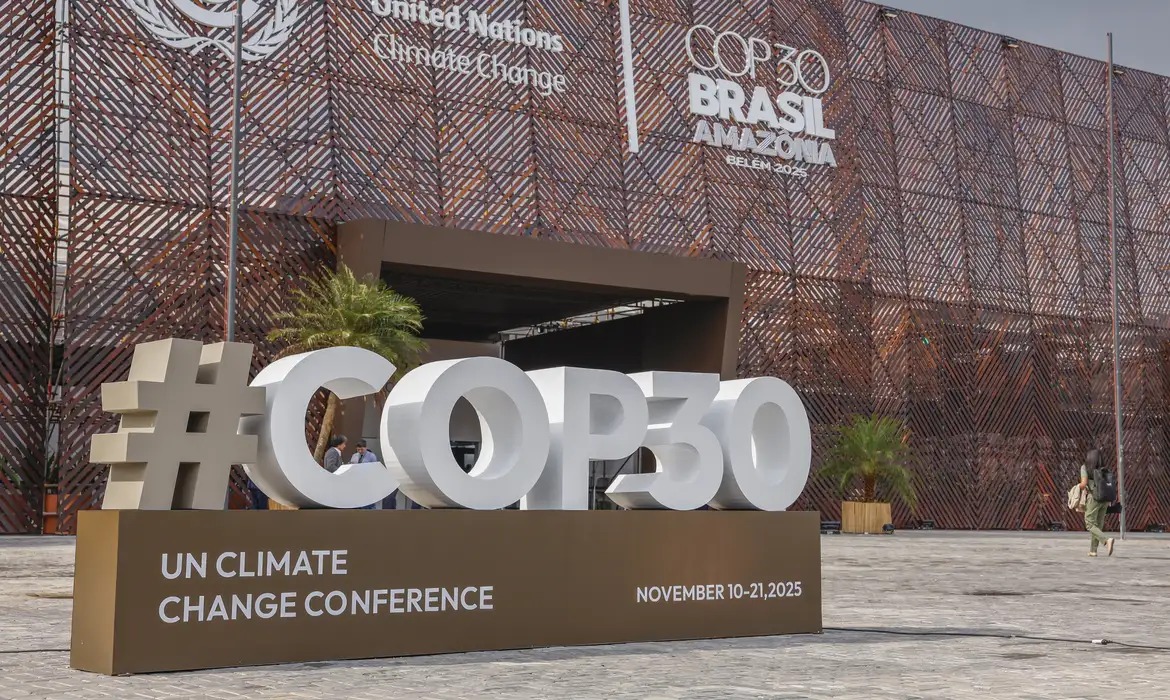 Portal de acesso à Conferência do Clima, em Belém | Foto: Tânia Rêgo/Agência Brasil