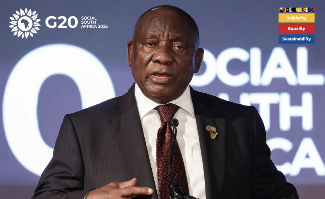 O presidente Cyril Ramaphosa, da África do Sul, anfitriã do G20