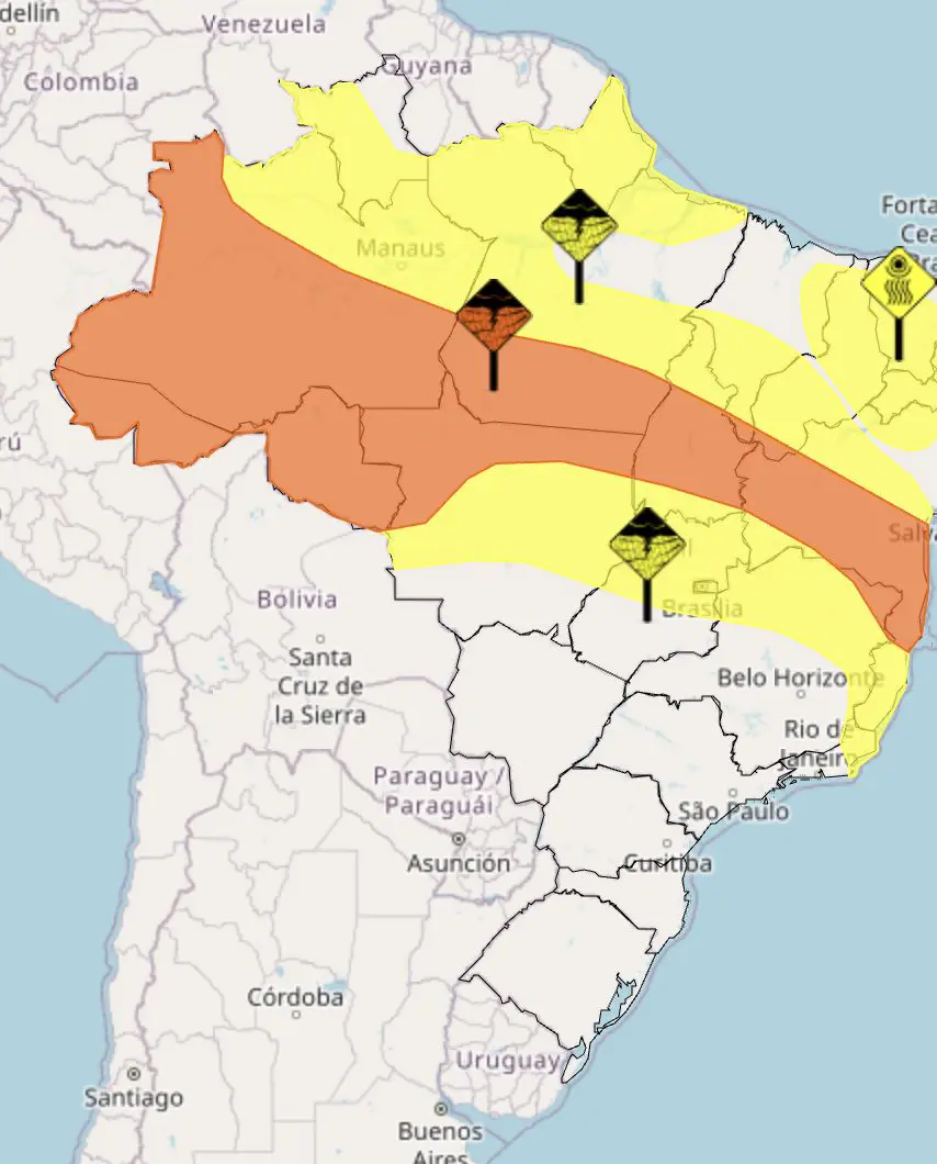 Alertas de chuva do Inmet para esta quarta e quinta-feira