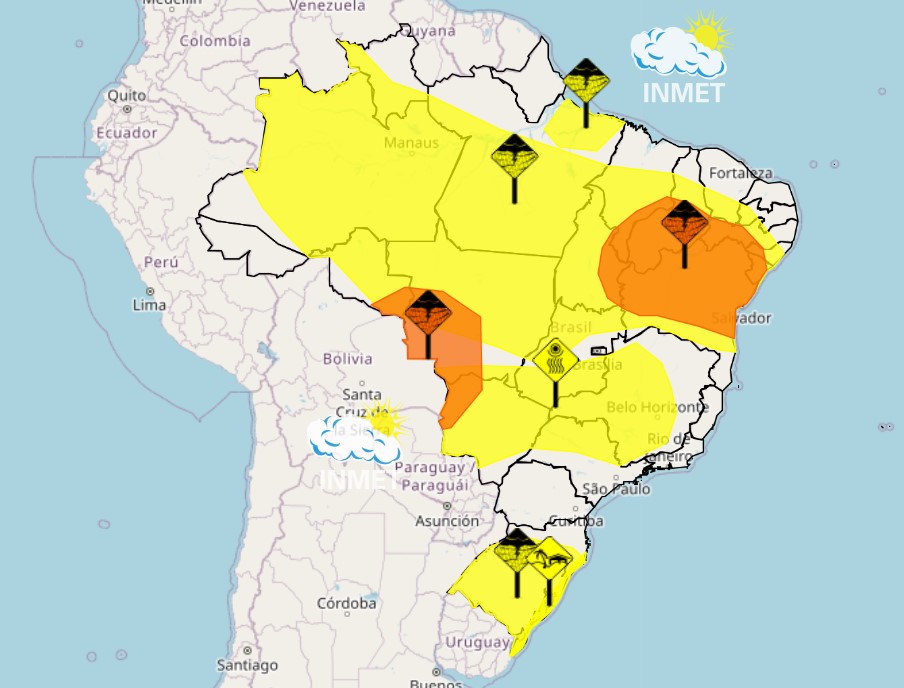 Inmet emite alertas de chuvas intensas para 17 Estados