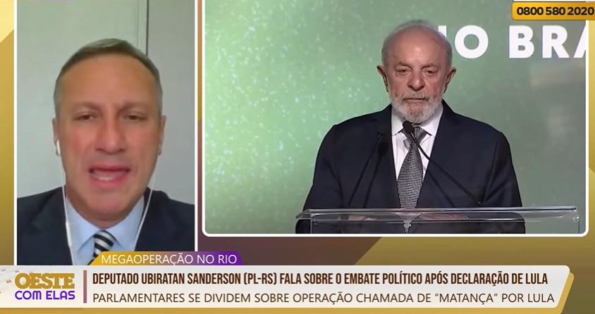 Em tela dividida, deputado Ubiratan Sanderson e o presidente Luiz Inácio Lula da Silva