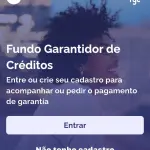 Tela de acesso do app do FGC no aparelho celular | Foto: Reprodução/Oeste