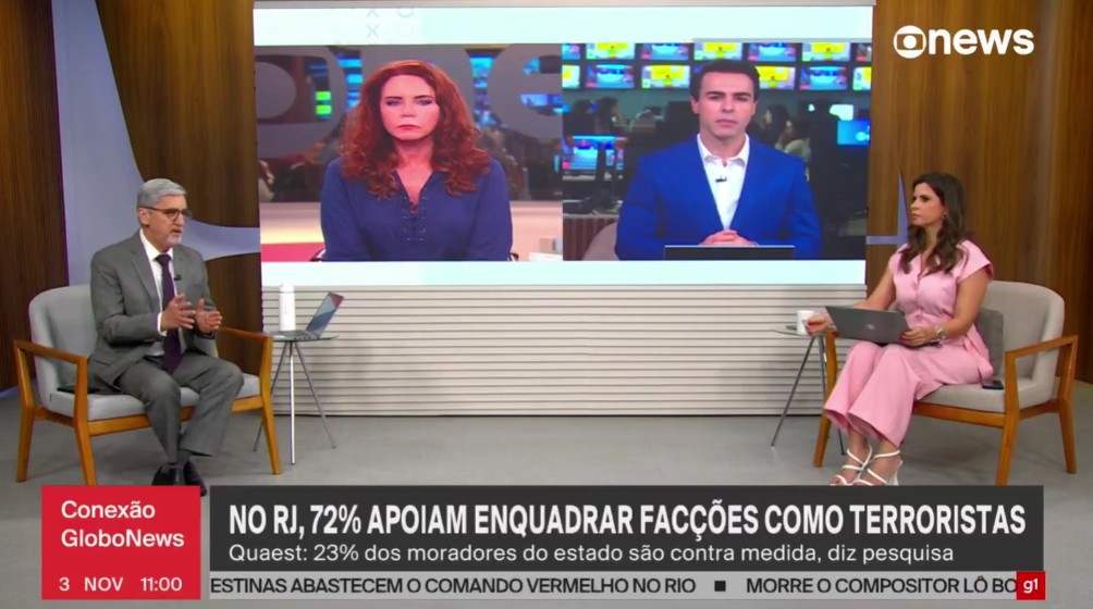 Programa da GloboNews com áudio vazado ao vivo | Foto: Reprodução