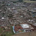 Vista aérea de Rio Bonito do Iguaçu (PR), onde um tornado devastou grande parte da área urbana nesta sexta-feira, 7 | Foto: Reprodução/Twitter/X