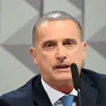 O ex-ministro Onyx Lorenzini, que depôs na CPMI do INSS nesta quinta-feira, 6, em Brasília | Foto: Agência Senado