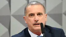 O ex-ministro Onyx Lorenzini, que depôs na CPMI do INSS nesta quinta-feira, 6, em Brasília | Foto: Agência Senado