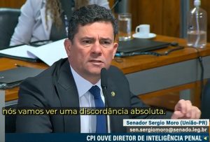 Senador Sergio Moro durante sessão na CPI do Crime Organizado | Foto: Reprodução/Twitter/X