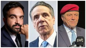 Zohran Mamdani, Andrew Cuomo e Curtis Sliwa | Fotos: Reprodução/Redes sociais