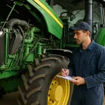 Com a manutenção preventiva, o produtor sabe exatamente quando as máquinas precisam de revisão e ajustes | Foto: Divulgação/Oeste | Imagem criada com o auxílio de inteligência artificial