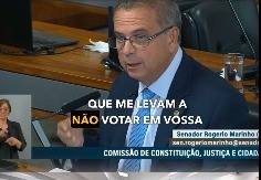 Momento em que o senador Rogério Marinho vota 'não' à recondução de Gonet à PGR | Foto: Reprodução/Twitter/X/@rogeriosmarinho