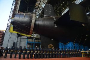 O submarino Khabarovsk tem cerca de 135 metros de comprimento e deslocamento de 10 mil toneladas | Foto: Reprodução/Twitter/X