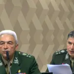 Os generais Anisio David de Oliveira Junior e Flavio Marcus Lancia Barbosa, durante sabatina no Senado | Divulgação/Agência Senado