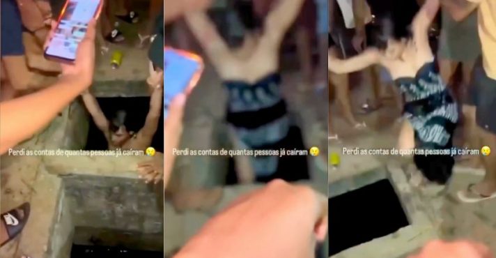 Turistas estrangeiros caem em bueiro destampado em Belém