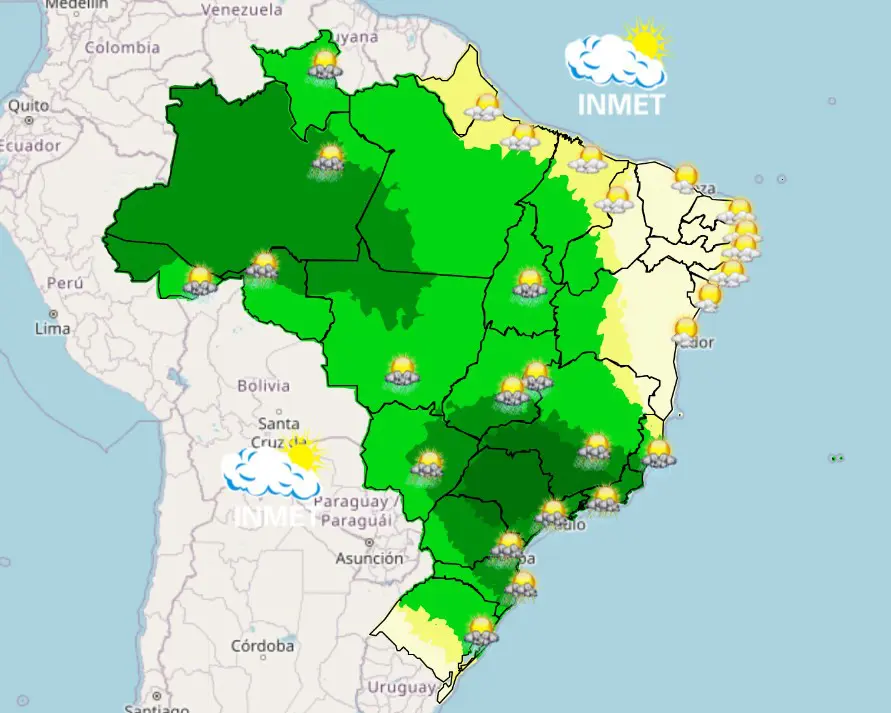 chuva - mapa da previsão do tempo - 03112025 - manhã