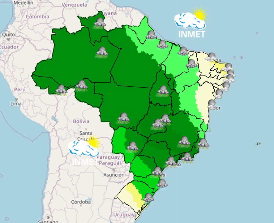 chuva - mapa da previsão do tempo - 03112025 - noite