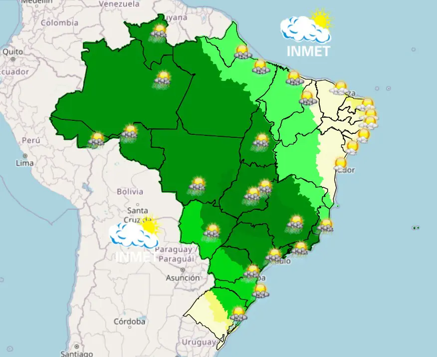 chuva - mapa da previsão do tempo - 03112025 - tarde