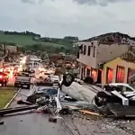 Temporal causa destruição em Rio Bonito do Iguaçu (PR), no final da tarde da sexta-feira 7 | Foto: Reprodução/Redes sociais