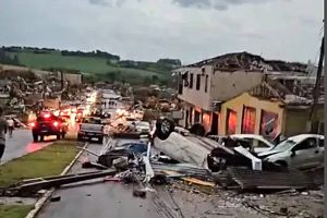 Temporal causa destruição em Rio Bonito do Iguaçu (PR), no final da tarde da sexta-feira 7 | Foto: Reprodução/Redes sociais