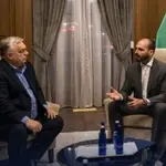 O deputado Eduardo Bolsonaro e o presidente húngaro Viktor Órban se encontraram em Washington | Foto: Reprodução/X